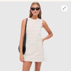NWT ✨LESET Natural and Midnight Margo Stripe Sleeveless Mini Dress Size M